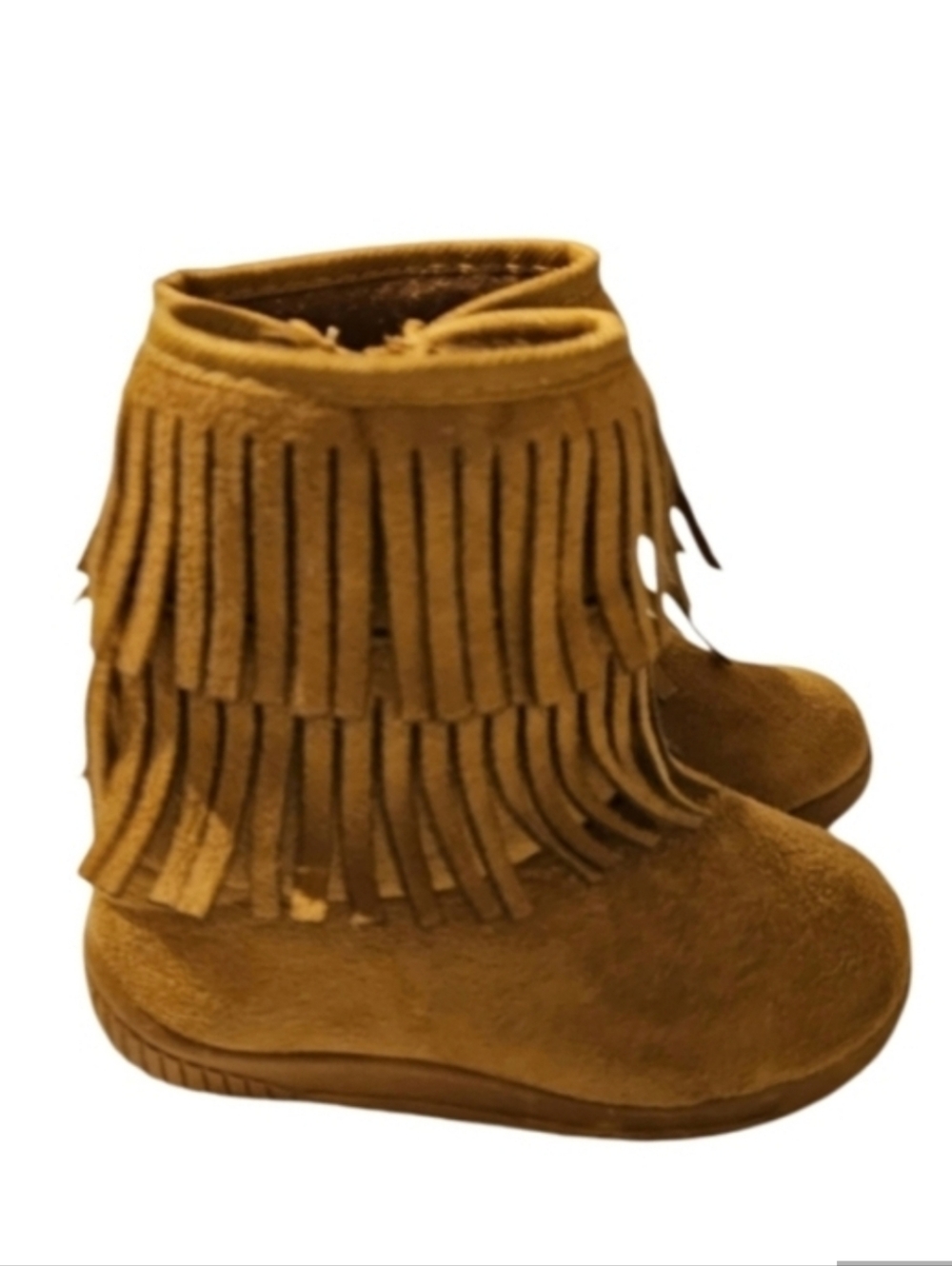 TIERED FRINGE Vegan Leather Suede Booties Little Girls 5.